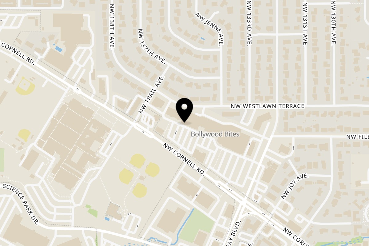 Map showing the location of Leo's Lair Pub & Eats on 13587 NW Cornell Rd in Portland